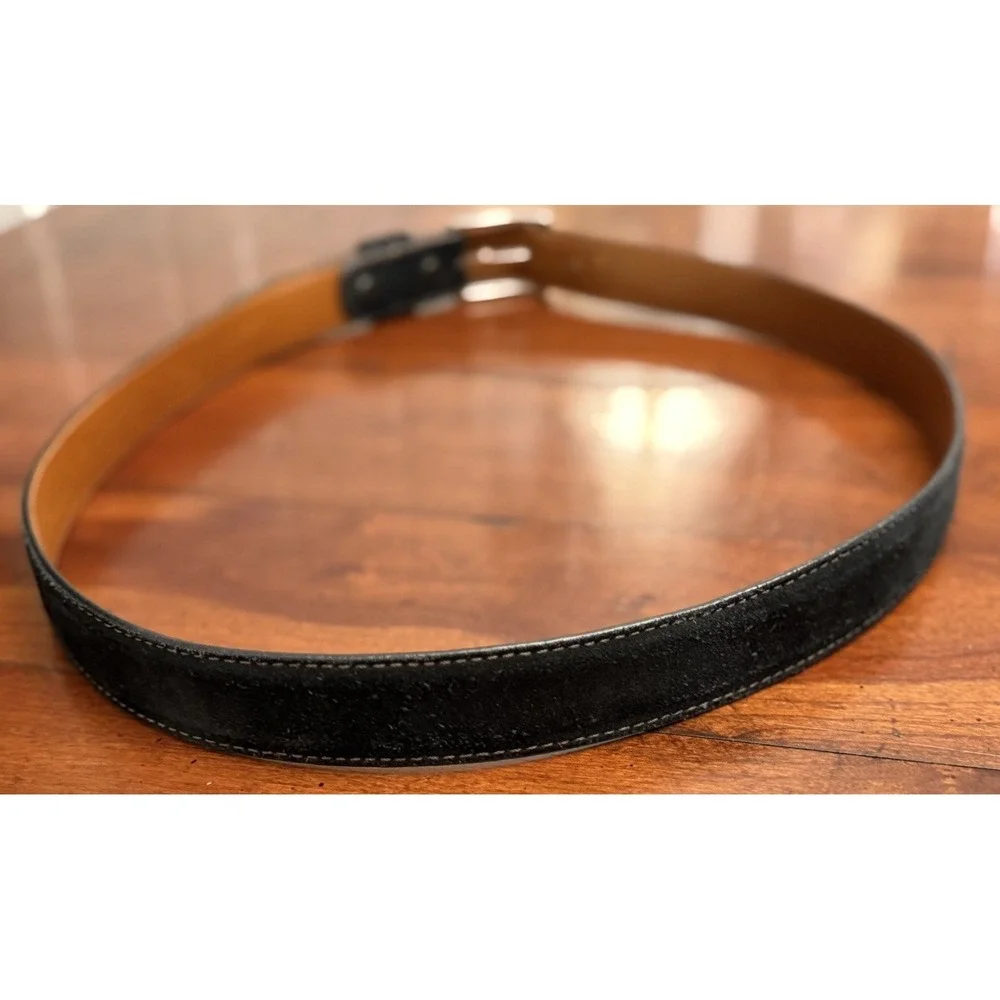 J.Hilburn Men's Black Suede Leather Dress Belt Size 39 Handcrafted USA Custom